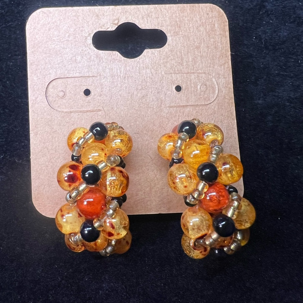 Vintage Beaded Clip On Earrings